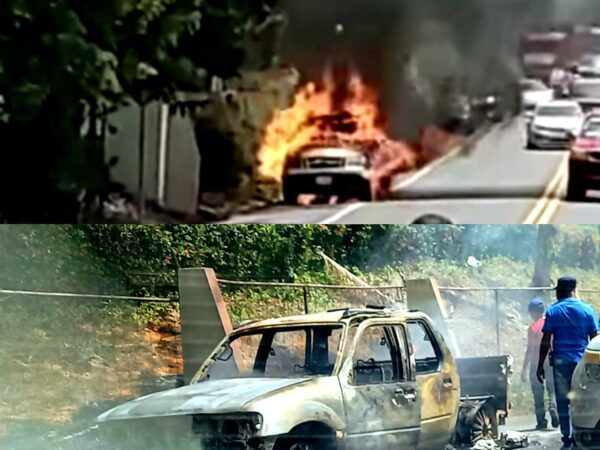 Camioneta se incendia por completo en la Carretera Puerto Plata-Imbert