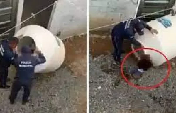 Apresan padre y madre que dejan hija de 5 años dentro de un tinaco