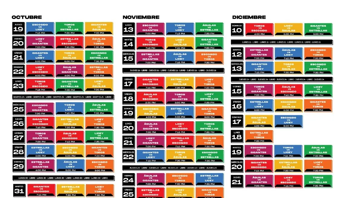 Lidom presenta calendario oficial del campeonato 2023-2024