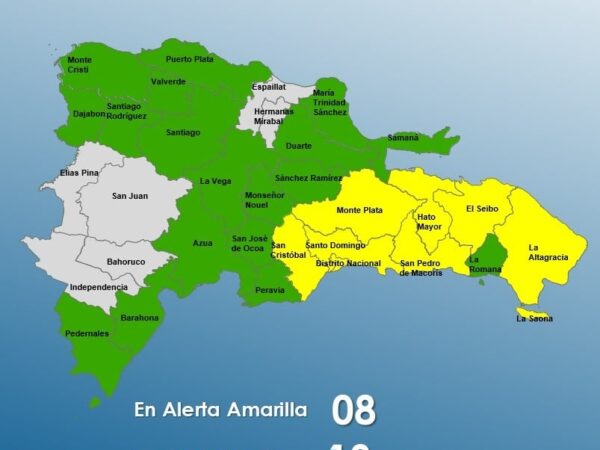 El COE coloca ocho provincias en alerta amarilla y 18 en verde por vaguada