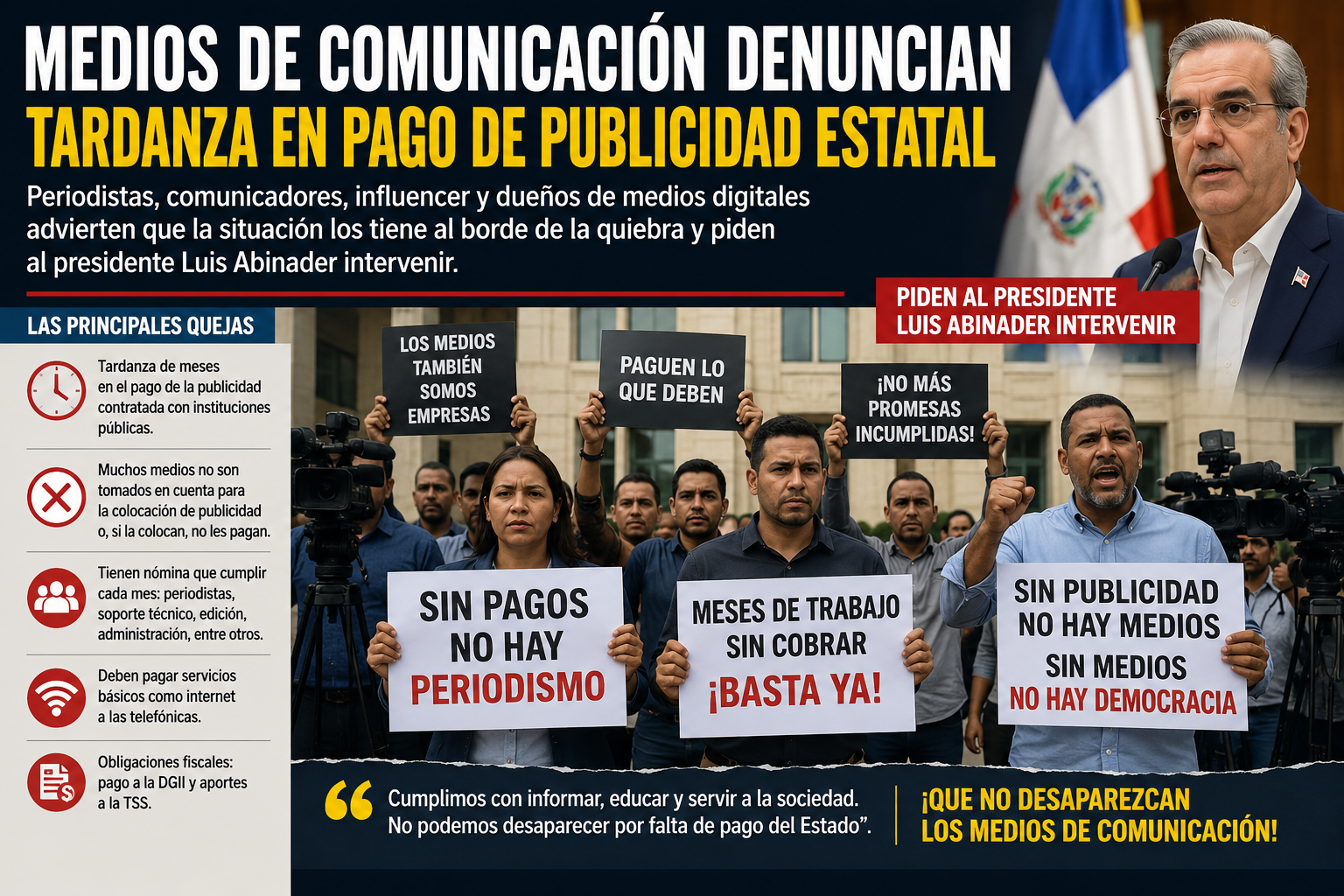 Periodistas y dueños de medios digitales denuncian retrasos en pagos de publicidad estatal